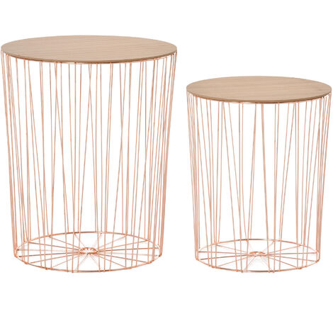 main image of "HOMCOM Round Side Table Sophisticated Style w/ Metal Base MDF Top Rose Gold Tone"