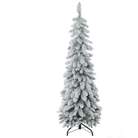 Homcom – Sapin de Noël artificiel 135 cm – 253 branches enneigées – Support en acier pliable – Usage intérieur – Couleur verte