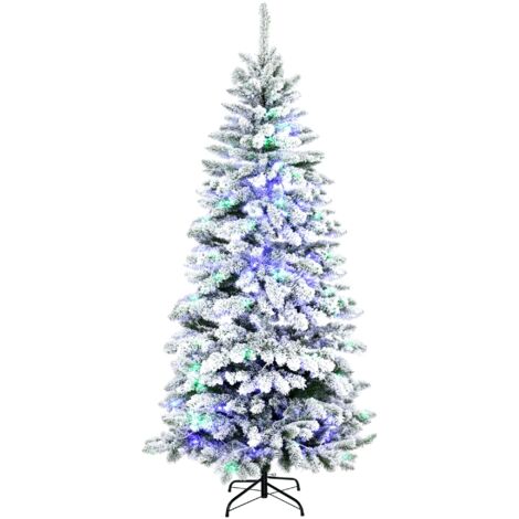 Homcom – Sapin de Noël artificiel lumineux LED x 250 – Neige artificielle – Ø 112 cm x 210 cm – 829 branches – Matériaux ignifugés