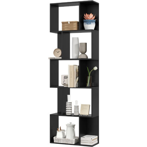 HOMCOM Scaffale Libreria Moderna a 5 Ripiani in Legno 60x24x184.5 cm Nero