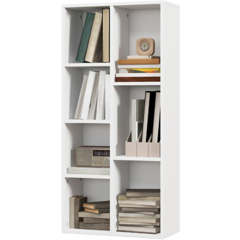 HOMCOM Scaffale Libreria Moderno a Cubi con 7 Ripiani in Truciolato Bianca