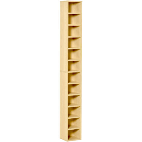 HOMCOM Scaffale Porta CD a 12 Ripiani in MDF e Truciolato color Legno