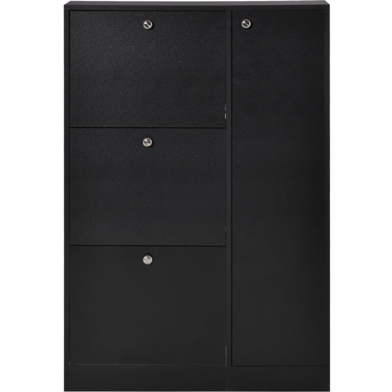 Homcom - Mobile Scarpiera Salvaspazio 3 Ante e Armadietto Legno 80x24x120cm Nero