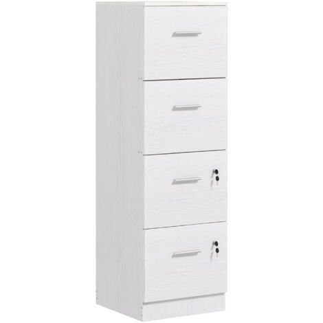 HOMCOM Schedario Ufficio a 4 Cassetti in Truciolato 40x42x130.8 cm Bianco