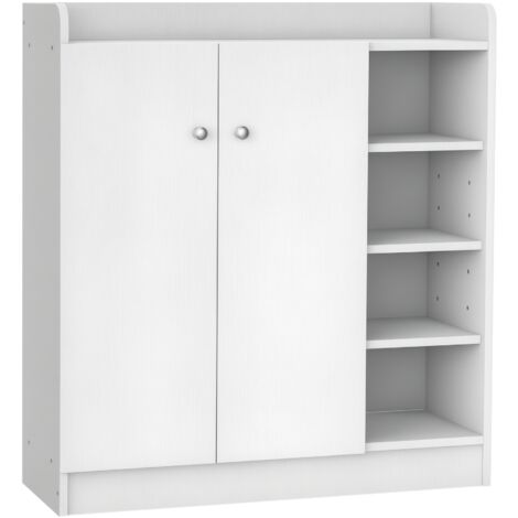 HOMCOM Schuhschrank Schuhregal mit 4 Fächern Schuhablage Schuhkommode für 12 Paar Schuhe 83 x 30 x 90 cm, Weiß