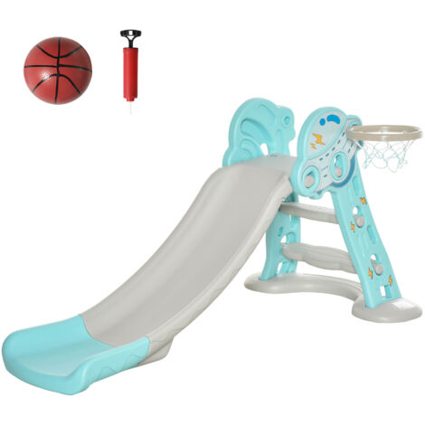 HOMCOM Scivolo per Bambini con Canestro Pieghevole Età 18+ Mesi 140x87x75cm