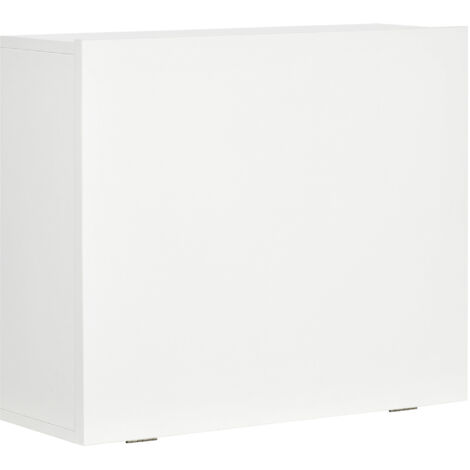 HOMCOM Scrivania a Muro Pieghevole e Salvaspazio con Ripiani, per Casa e Ufficio, in Truciolato e MDF, 60x21.5x50 cm, Bianco