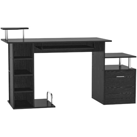 HOMCOM Scrivania PC Moderna con Cassetti per Ufficio in Legno Nero