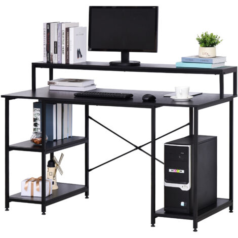 HOMCOM Scrivania per computer scaffale tappettini regolabili moderno per casa ufficio