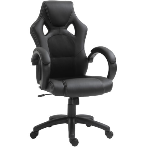 HOMCOM Sedia da Gaming ad Altezza Regolabile, 71x61x108-118 cm, Nera