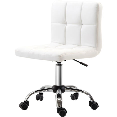 HomCom Sedia Girevole Regolabile in Pelle Sintetica, Bianca, 46x51x76-88cm