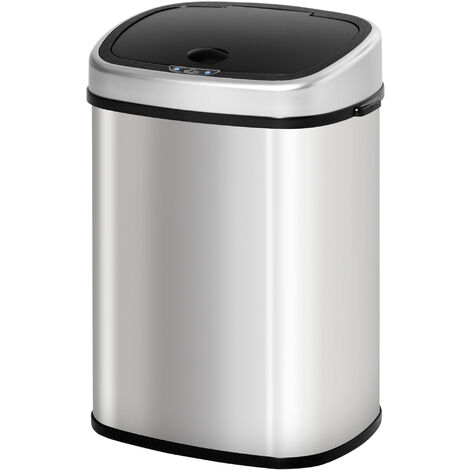 HOMCOM Sensor Dustbin Touchless Trash Can Automatic Garbage Bin Stainless Steel 58L