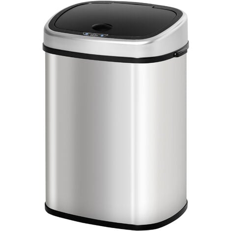 HOMCOM Sensor Dustbin Touchless Trash Can Automatic Garbage Bin Stainless Steel