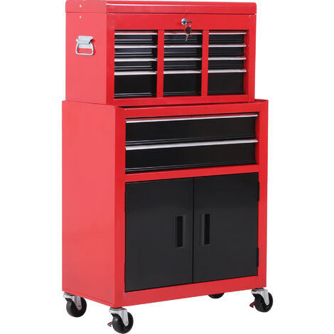 Homcom – Servante d'atelier roulante 6 tiroirs – Acier laminé à froid – Charge max. 150 kg – Dimensions 84,5 x 38 x 84 cm – Chariot avec roulettes