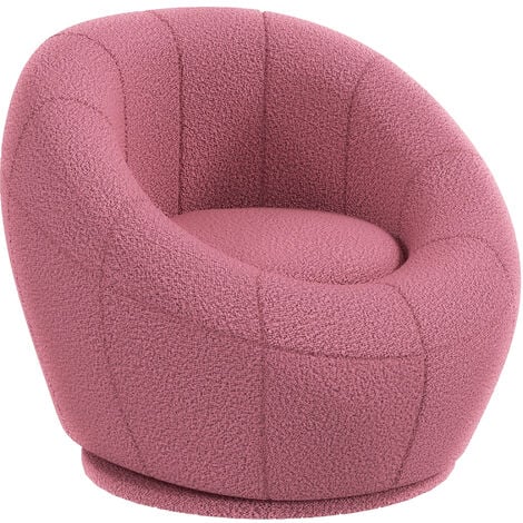 HOMCOM Sessel, Ohrensessel mit Armlehnen, drehbarer Loungesessel, Einzelsofa mit Lammwolle-Optik, kleiner Polstersessel für Wohnzimmer, Schlafzimmer, Rosa