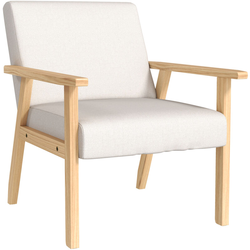 Homcom - Sessel Wohnzimmer Loungesessel Armlehnstuhl Relaxsessel Mit Massivholzbeine, Lesesessel Mit Leinenoptik, Polstersessel Für Schlafzimmer