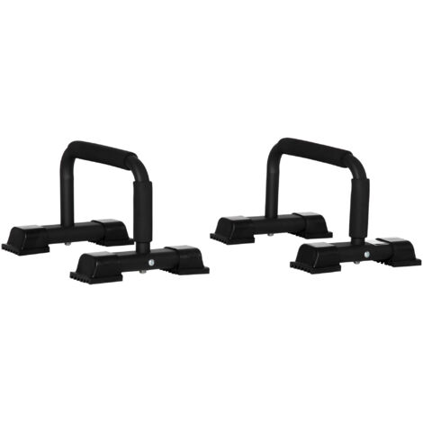 HOMCOM Set 2 Barre Parallele in Acciaio con Impugnatura Antiscivolo Nero
