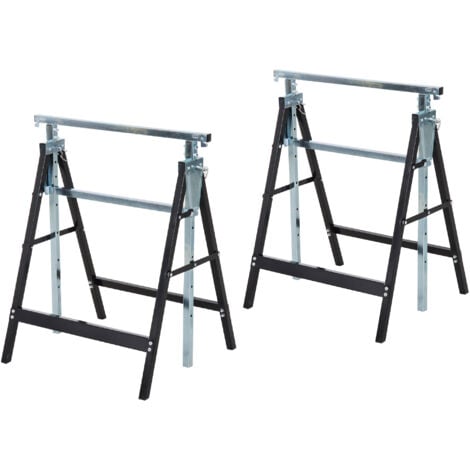 main image of "HomCom Set 2 Cavalletti da Lavoro Pieghevoli Telescopici Altezza Regolabile in Tubi d’Acciaio"