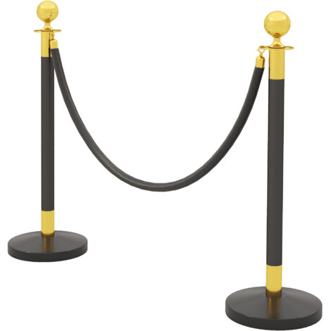 HOMCOM Set 2 Colonnina Segnapercorso con Corda Nera e Base Riempibile