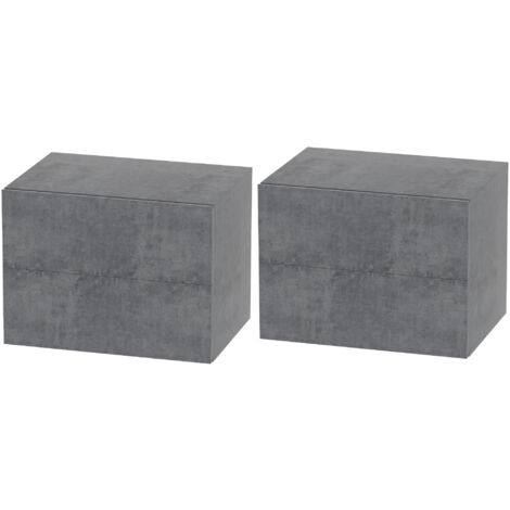 HOMCOM Set 2 Comodini Moderni Sospesi con 2 Cassetti 40x29x30 cm Grigio Cemento