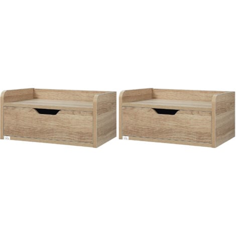 HOMCOM Set 2 Comodini Sospesi Moderni in Truciolato con Montaggio a Parete
