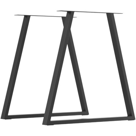 HOMCOM Set 2 Gambe per Scrivania Trapezoidali in Acciaio con 6 Fori Nero
