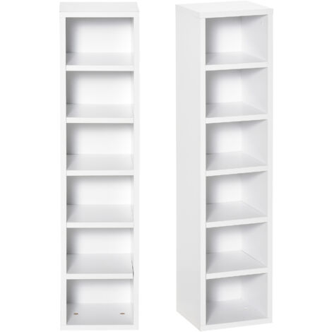 HOMCOM Set 2 Mobili Libreria porta CD a 12 Ripiani in Legno Bianco