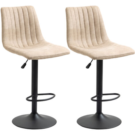 HOMCOM Set 2 Pezzi Sgabelli da Bar Vintage ad Altezza Regolabile Marrone Chiaro