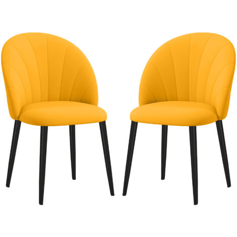 HOMCOM Set 2 Sedie da Pranzo Imbottite Design Nordico Giallo e Nero