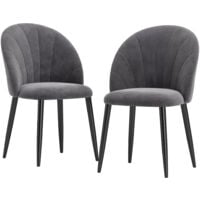 HOMCOM Set 2 Sedie per Sala da Pranzo Imbottite Design Nordico Velluto Grigio