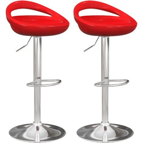 HOMCOM Set 2 Sgabelli Alti Girevoli con Poggiapiedi Altezza Regolabile Rosso
