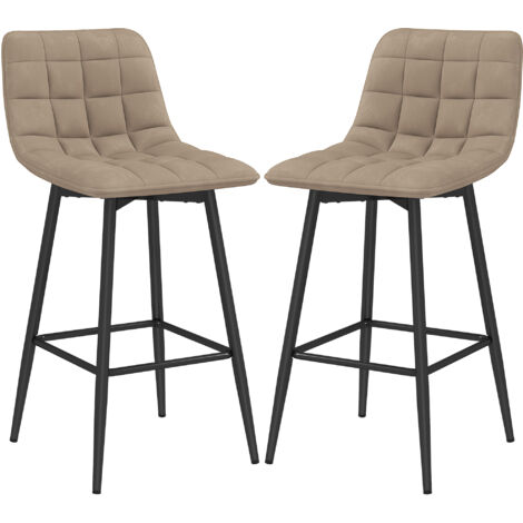 HOMCOM Set 2 Sgabelli Alti Stile Nordico in Tessuto Effetto Velluto Marrone
