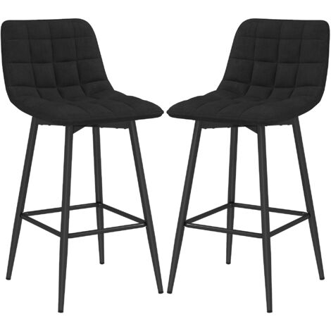 HOMCOM Set 2 Sgabelli Alti Stile Nordico in Tessuto Effetto Velluto Nero
