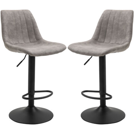 HOMCOM Set 2 Sgabelli da Bar Altezza Regolabile con Schienale Stile Industriale