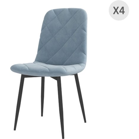 HOMCOM Set 4 Sedie da Pranzo Imbottite 45x54x87 cm Azzurro