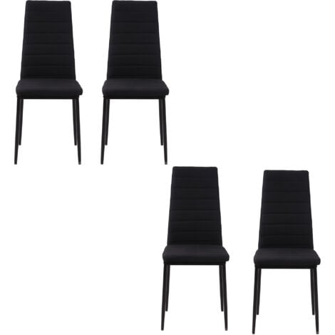 HOMCOM Set 4 Sedie Imbottite per Cucina o Soggiorno in Metallo e Tessuto Nero