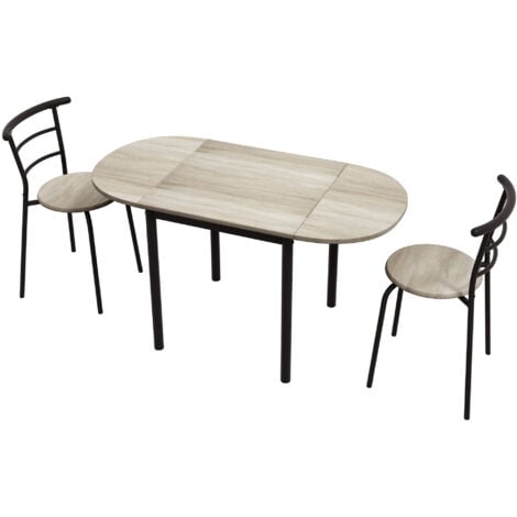 HOMCOM Set da Pranzo 3 Pezzi 2 Sedie 1 Tavolo da Pranzo in MDF e Acciaio Ovale