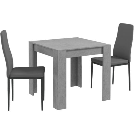 HOMCOM Set da Pranzo 3 Pezzi con Tavolo e Sedie da Cucina in Acciaio MDF