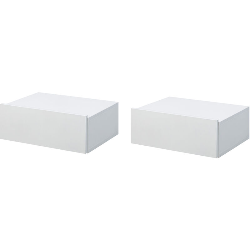 

Set de 2 Mesitas de Noche Flotantes con 1 Cajón Diseño Montado en la Pared Estilo Moderno para Dormitorio 40x30x15 cm - Blanco