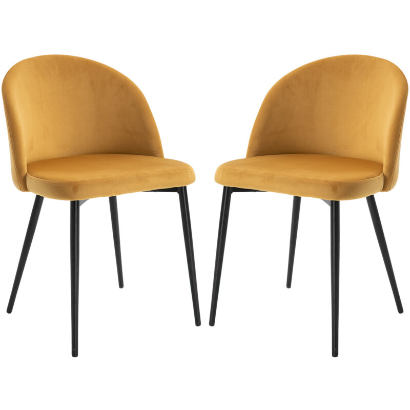 

Homcom - Set de 2 Sillas de Comedor Acolchadas con Cubierta de Terciopelo Diseño Moderno - Camel