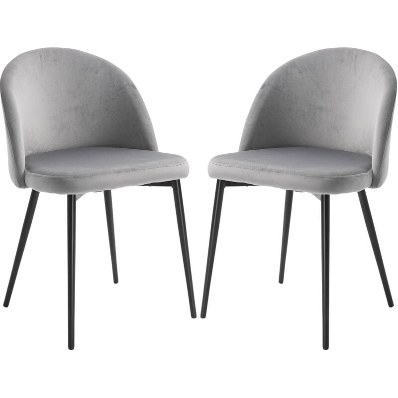 

Homcom - Set de 2 Sillas de Comedor Acolchadas con Cubierta de Terciopelo Diseño Moderno - Gris