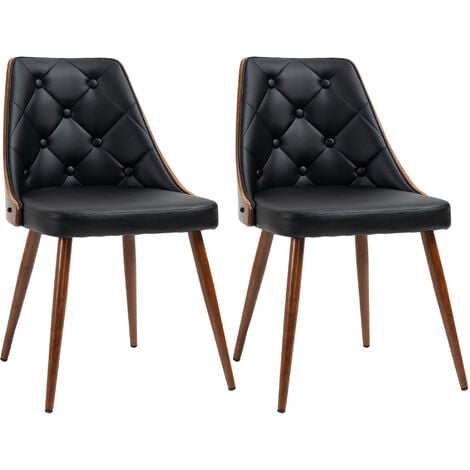 Set De 2 sillas comedor tapizados en pu homcom 505x59x82cm negro cocina modernas con asiento y patas madera para carga 120 505x59x82