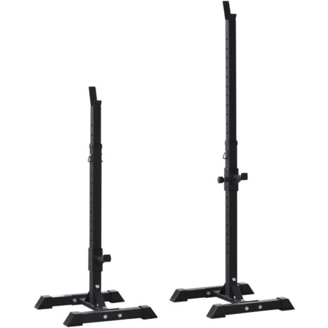 HOMCOM Set di 2 Rack Supporto per Bilanciere in Acciaio, Altezza Regolabile su 12 Livelli, 50x49x124-154cm, Nero