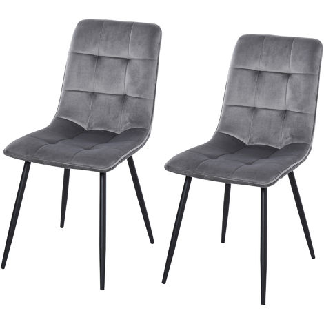 main image of "HOMCOM Set Of 2 Armless Velvet-Feel Dining Chair Home Stylish Home Furniture Grey"