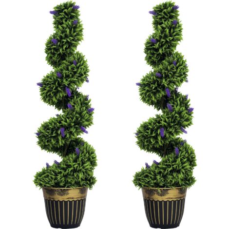 HOMCOM Set of 2 Decorative Artificial Plants with Lavender and Pot, 115cm