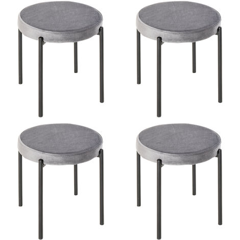 main image of "HOMCOM Set Of 4 Fabric Upholstered Backless Stackable Dining Stools Home Dining"