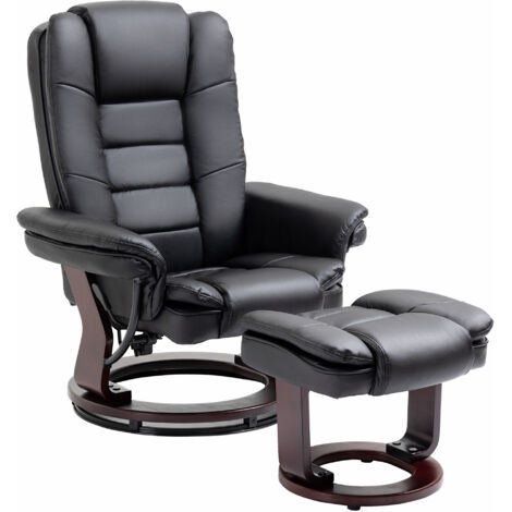 HOMCOM Set Poltrona Relax Reclinabile Girevole a 360° e Pouf Poggiapiedi