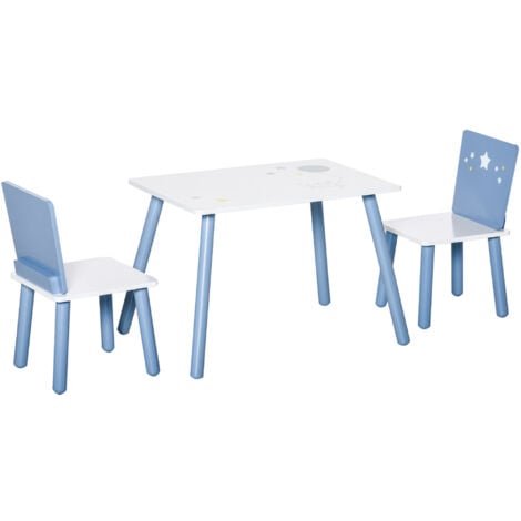 WOLTU Set Mobili Tavolo e Sedie per Bambini Gioco Tavolino con 2 Sgabelli  Oceano