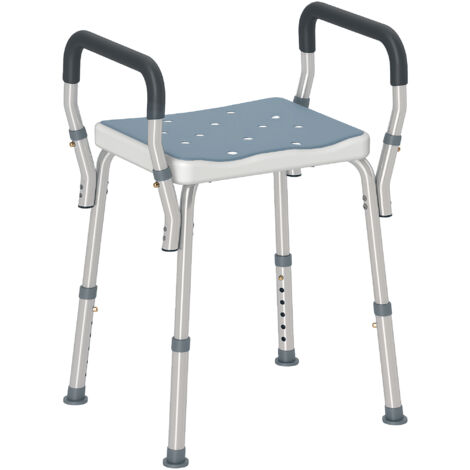 HOMCOM Sgabello da Doccia ad Altezza Regolabile con Braccioli Multicolore