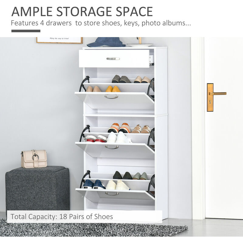 Homcom Shoe Cabinet Organiser Footwear Rack Space Saving W